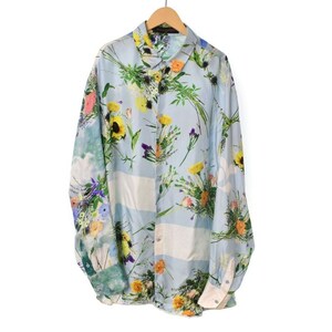  Louis Vuitton LOUIS VUITTON 20SSva- Jill a blow printed flower shirt long sleeve floral print sunflower silk L light blue RM201 TXI HIS96W