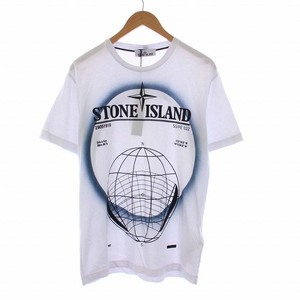 未使用品 ストーンアイランド STONE ISLAND Tシャツ カットソー 半袖 プリント ロゴ L 白 ホワイト 76152NS96 /KH メンズ