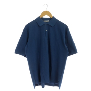 キャプテン サンシャイン KAPTAIN SUNSHINE 23SS Knit Polo Shirt ニットポロシャツ カットソー 半袖 コットン 36 青 ブルー