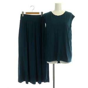  Lounie LOUNIE no sleeve cut and sewn skirt setup top and bottom maxi height long flair gya The -F blue green 