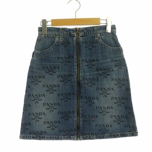  Hysteric Glamour HYSTERIC GLAMOUR PANDA MANIA pt USED processing Denim A line skirt trapezoid skirt Mini 24 blue blue 