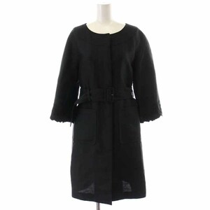  Vivienne Tam VIVIENNE TAM no color coat middle height linen. belt embroidery 0 XS black black /YI34 lady's 