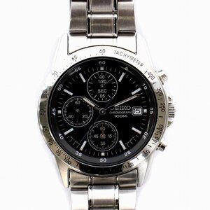 セイコー SEIKO 腕時計 クロノグラフ ウォッチ クォーツ 黒文字盤 シルバー 7T92-0DW0 /YM メンズ