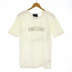 リップヴァンウィンクル RIPVANWINKLE AWESOME Tシャツ カットソー 半袖 クルーネック ロゴ プリント 3 S 白 ホワイト /KU メンズ