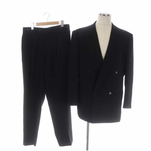 ユミカツラ スーツ セットアップ 上下 テーラードジャケット ダブル 総裏地 パンツ スラックス ウール ABL 黒 ブラック /MI ■OS メンズ
