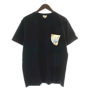 未使用品 エンドレスサマー TES アロハフィンポケットティー ALOHA FIN POCKET TEE Tシャツ カットソー 半袖 L 黒 マルチカラー