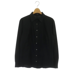 バーバリー ロンドン BURBERRY LONDON ホース刺繍コットンシャツ 長袖 ロゴ 42 黒 ブラック /NR ■OS レディース