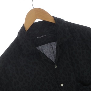 ヌワールファブリック Noir Fabrick オープンカラーシャツ カジュアル 半袖 ヒョウ柄 レオパード柄 M 黒 ブラック カーキ /SI30 メンズの画像3