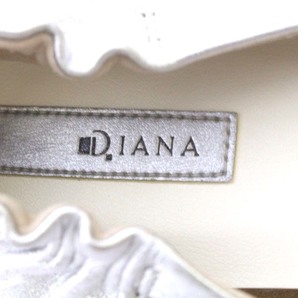 ダイアナ DIANA バレエシューズ パンプス フラット ポインテッドトゥ リボンモチーフ レザー 21.5cm シルバー色 G41113の画像5