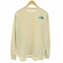 THE NORTH FACE MINI LOGO LIS R/TEE ロンT トレーナー クルーネック 長袖 ロゴワッペン L ベージュ 緑 NT7TN00L メンズ_画像2