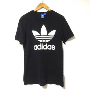 【送料無料】アディダストレフォイルロゴTシャツ/黒　Mサイズ　adidas