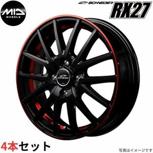 マルカ ホイール シュナイダー RX27 ノートeパワー 13系 MID 【15×5.5J 4-100 INSET43 ブラック/リム+レッド】 4本セット