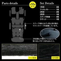 【日本製】ノア/ヴォクシー 70系 前期 8人乗り ワンタッチタンブル 12P フロアマット ラグ ラゲッジ ステップ 黒柄 波 ブラック フル_画像2