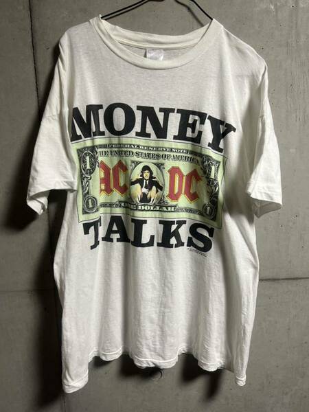 90s レア ヴィンテージ AC/DC MONEY TALKS WORLD TOUR マネートーク ワールドツアー Tシャツ ユーロ BROCKUM ロック 1990年 AC DC