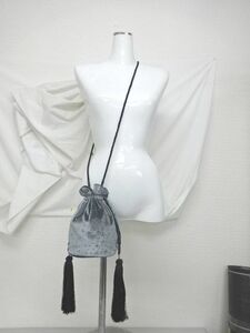 mote Leroux m exhibition goods *ZARA HOME gray rhinestone tassel pouch shoulder bag 