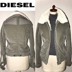 即落送料無料★ DIESEL ディーゼル 定価4万円程 ボア 毛 ジャケット S イタリア デニム ブランド 正規 ライダース ミリタリー ストリート系