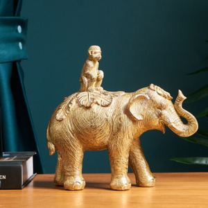 象 猿 オブジェ 樹脂 インテリア 置物 小物 アニマル 動物 彫刻 エスニック 幸運 フィギュア ゾウ 内装 リビング 玄関 装飾 アート 彫像