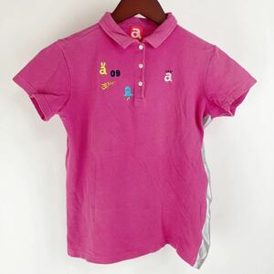 archivio アルチビオ 半袖 ポロシャツ レディース 36 S ピンク カジュアル スポーツ トレーニング ゴルフ golf シンプル ロゴ 刺繍 ウェア