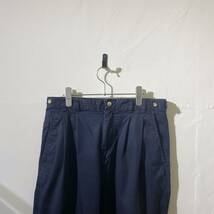 vintage euro cotton tuck slacks ヨーロッパ古着 ビンテージ ワークパンツ コットンスラックス タック ワイドパンツ 70s 80s ネイビー_画像3