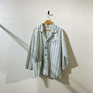 vintage euro cotton stripe pajama shirt ヨーロッパ古着 ビンテージ 柄シャツ コットンストライプパジャマシャツ 70s 80s