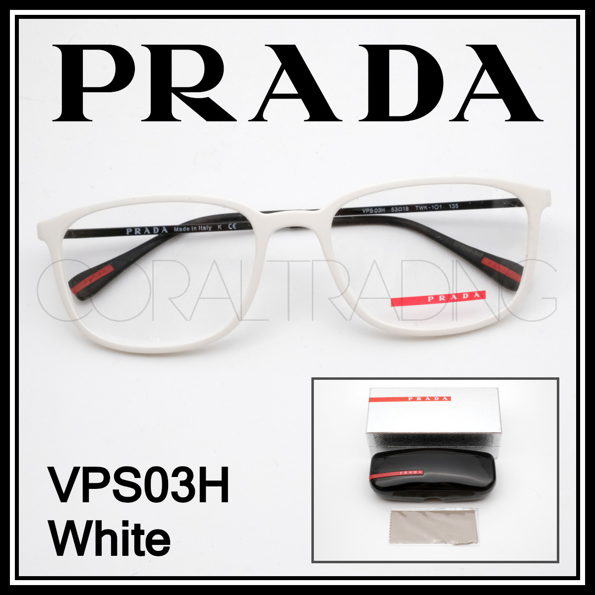 新品本物 PRADA VPSH ホワイト/ブラック プラダ ウェリントン