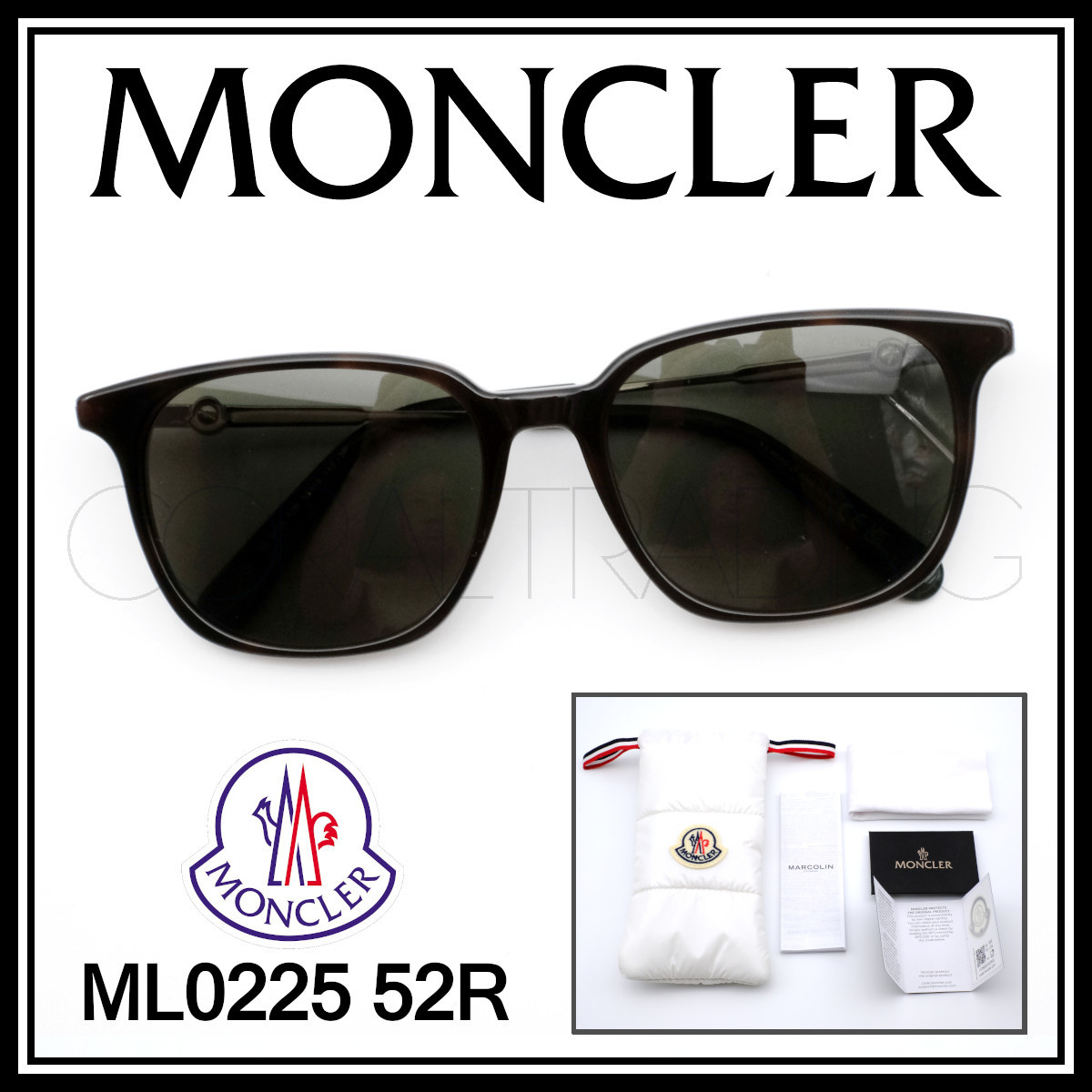 23429 新品本物 MONCLER ML0225 01D ブラック/ミラーレンズ