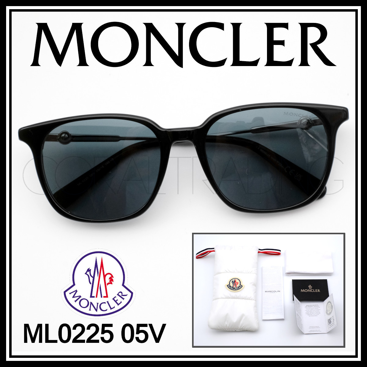 23429 新品本物 MONCLER ML0225 01D ブラック/ミラーレンズ