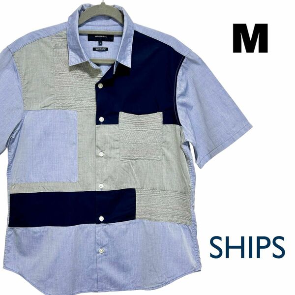 【美品】シップス|半袖ワイシャツ|ブルー|Mサイズ