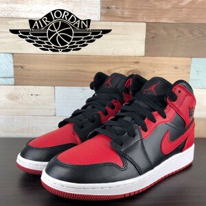 NIKE AIR JORDAN 1 MID ナイキ エア ジョーダン 1 ミッド 2 レッド 赤 ブラック 黒 U10048 554725-074 23.5cm