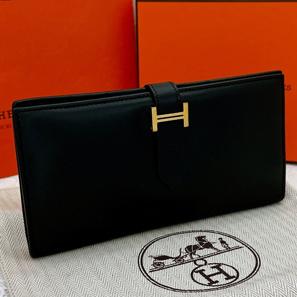 大人気カラー HERMES エルメス 長財布 ベアン クラシック ボックス