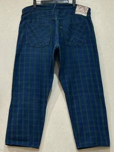 ※EVISU エヴィス エビス LOT 5500チェック デニムパンツ グリーン系 日本製 大きいサイズ 40 　　　　 BJBC.I