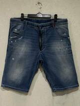 ※DIESEL ディーゼル KROOSHORT-NE ストレッチ ジョグ ジョガー ショート ハーフ パンツ ルーマニア製 インディゴ 34 　 BJBC.I_画像1