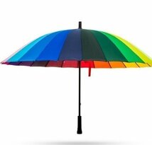 ★傘レインボー傘 雨 女性 男性 ハンドル cjx4071_画像3