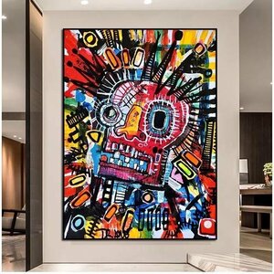 ジャン・ミシェル・バスキア　カラフル　ストリートキャンバスアートポスター　50×70cm インテリア　ポップアート　雑貨　枠なしcjx2529