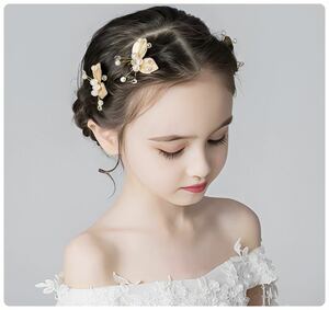 ゴールド　ヘアピン　３本　ヘッドドレス　パール　リーフ　髪飾り　結婚式　フォーマル　着物　和装小物　発表会　かんざし　送料無料