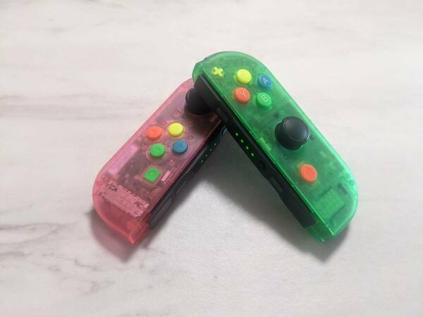 【動作確認済】Nintendo Switch ジョイコン カスタム クリアピンク、グリーン