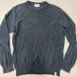 BLUCO WORK GARMENT ブルコ ワーク ガーメント ブラック Mサイズ 綿100% ニット セーター 黒 日本製MADE IN JAPAN 長袖 ファイヤーパターン