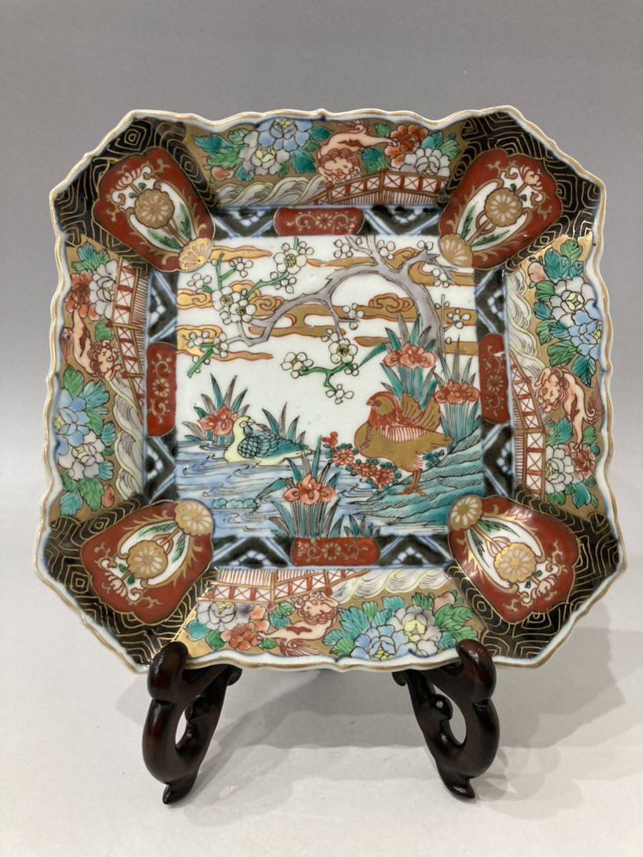 C 美術館初出し品 江戸時代 薩摩焼 赤絵金彩瓔珞文蓋付茶碗 5