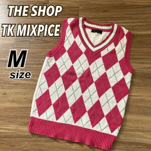 THE SHOP TK MIXPICE ザショップティーケーミクスパイス レディース ベスト M ニット アーガイル ピンク系