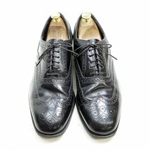 10-1/2D表記　28.5cm相当　FLORSHEIM　フローシャイム　ウィングチップ　フルブローグ　レザーシューズ　ブラック　黒　メダリオン　/U9022_画像2