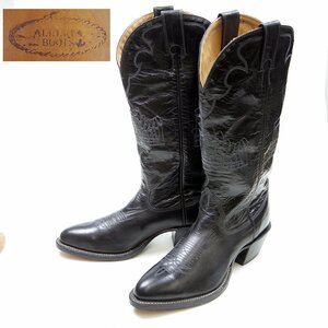 新品未使用　カナダ製　8B表記　Alberta Boot　ウエスタンブーツ　ペコスブーツ　革靴　ヴィンテージ　黒　ブラック　レザーシューズ/U9149