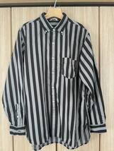 Atlast&co アットラスト timeworn clothing butcher products button down shirt BLACK-GRAYサイズ16 1/2 長袖シャツ ストライプ_画像1