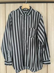 Atlast&co アットラスト timeworn clothing butcher products button down shirt BLACK-GRAYサイズ16 1/2 長袖シャツ ストライプ