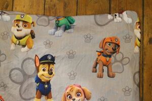 【USEDレア美品 Nickelodeon PAW PATROL 総柄プリント ボックスタイプ ベッドシーツ】パウ・パトロールアニメキッズ生地リメイク手芸裁縫