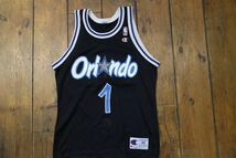 【古着GAME TOPSレア美品 Champion ORLANDO MAGIC ユニフォームタンクトップ黒#1】NBAバスケオーランド・マジックアンファニーハーダウェイ_画像2