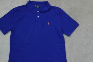 【古着レア美品KID'S POLO RALPHLAUREN ワンポイントポロシャツ青L(14-16)】子供服ポロラルフローレンプレッピー7575