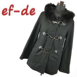 ef-de ef-de fox fur attaching ./ wool × Anne gola short coat size 7 black tube NO. 9-062