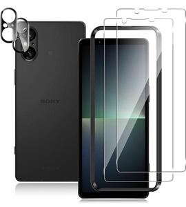 【4枚入り】For Sony Xperia 5V ガラスフィルム（2枚）+カメラフィルム（2枚) 旭硝子素材 高透過率 硬度9H 気泡ゼロ 耐衝撃 飛散防止