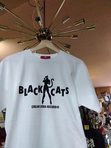 SサイズクリームソーダＴシャツBLACK CATSロゴTシャツ白色！CREAMSODAロカビリーブラックキャッツビスキャッツピンクドラゴンCKBマジック