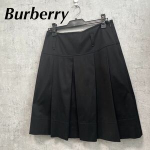 BURBERRY Burberry black skirt knee skirt pleated skirt plain cotton cotton size 40